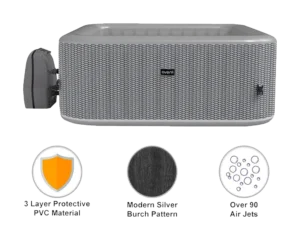 4-Person Inflatable Square Spa - Silver Birch