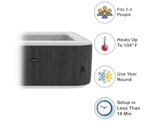 4-Person Inflatable Square Spa - Carbon Grey