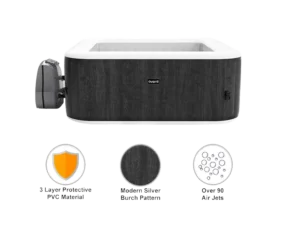 4-Person Inflatable Square Spa - Carbon Grey