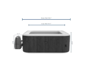 4-Person Inflatable Square Spa - Carbon Grey