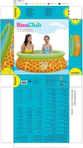 JLeisure Sun Club 17789 5 Foot x 16.5 Inch 1 to 2 Person Capacity Pineapple